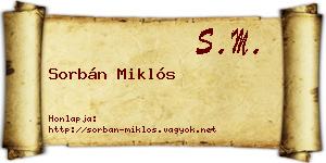Sorbán Miklós névjegykártya